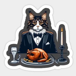 Happy Thanksgiving Maine Coon Cat Sticker